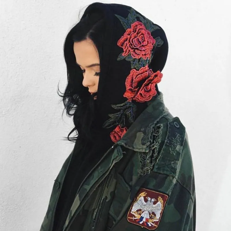 Rose Embroidery Hoodie