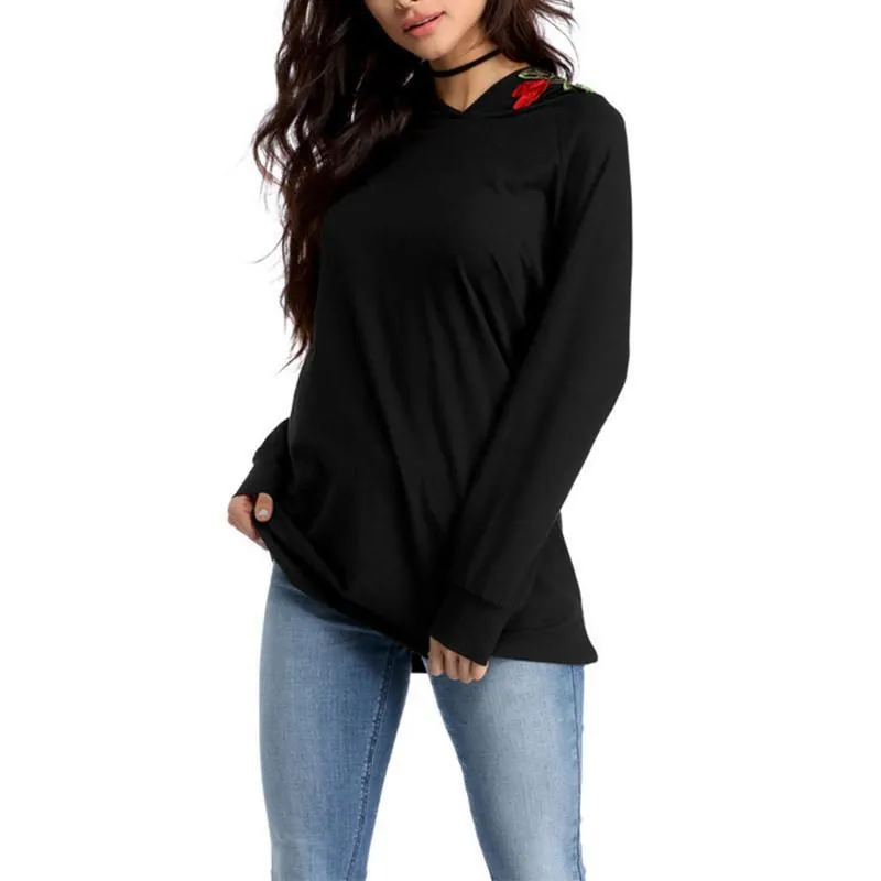 Rose Embroidery Hoodie