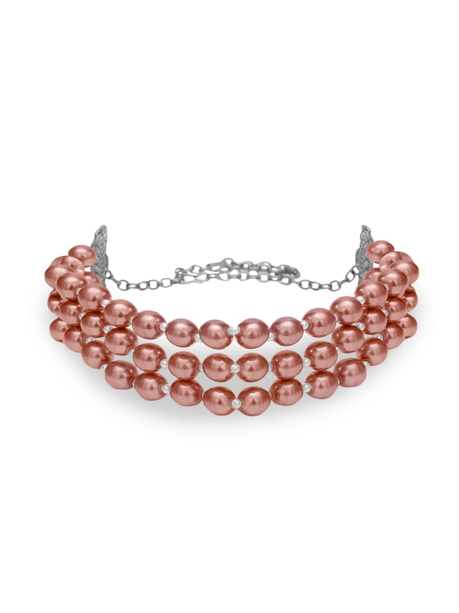 Rose Gold Pearl Beaded Choker Necklace