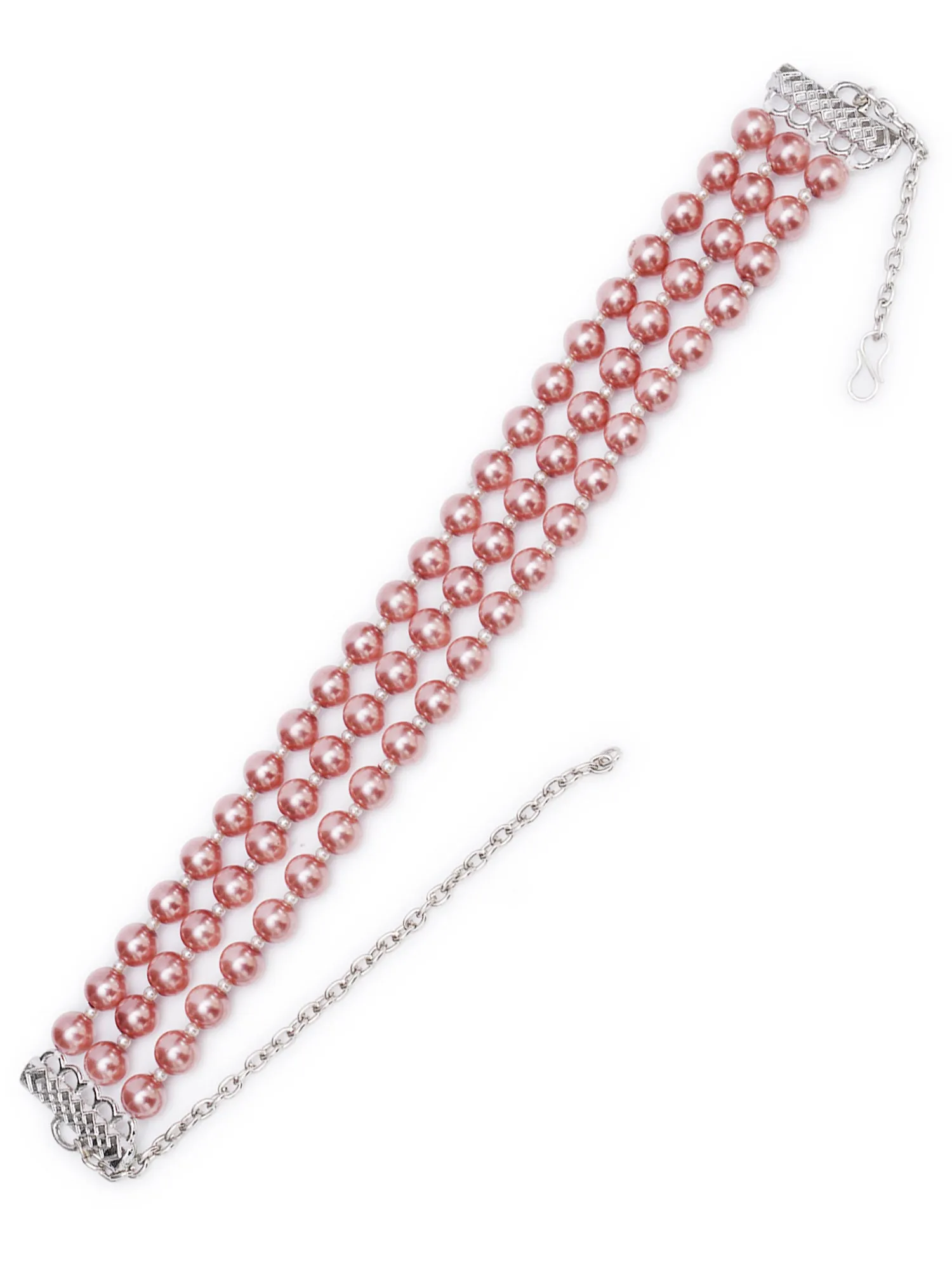Rose Gold Pearl Beaded Choker Necklace