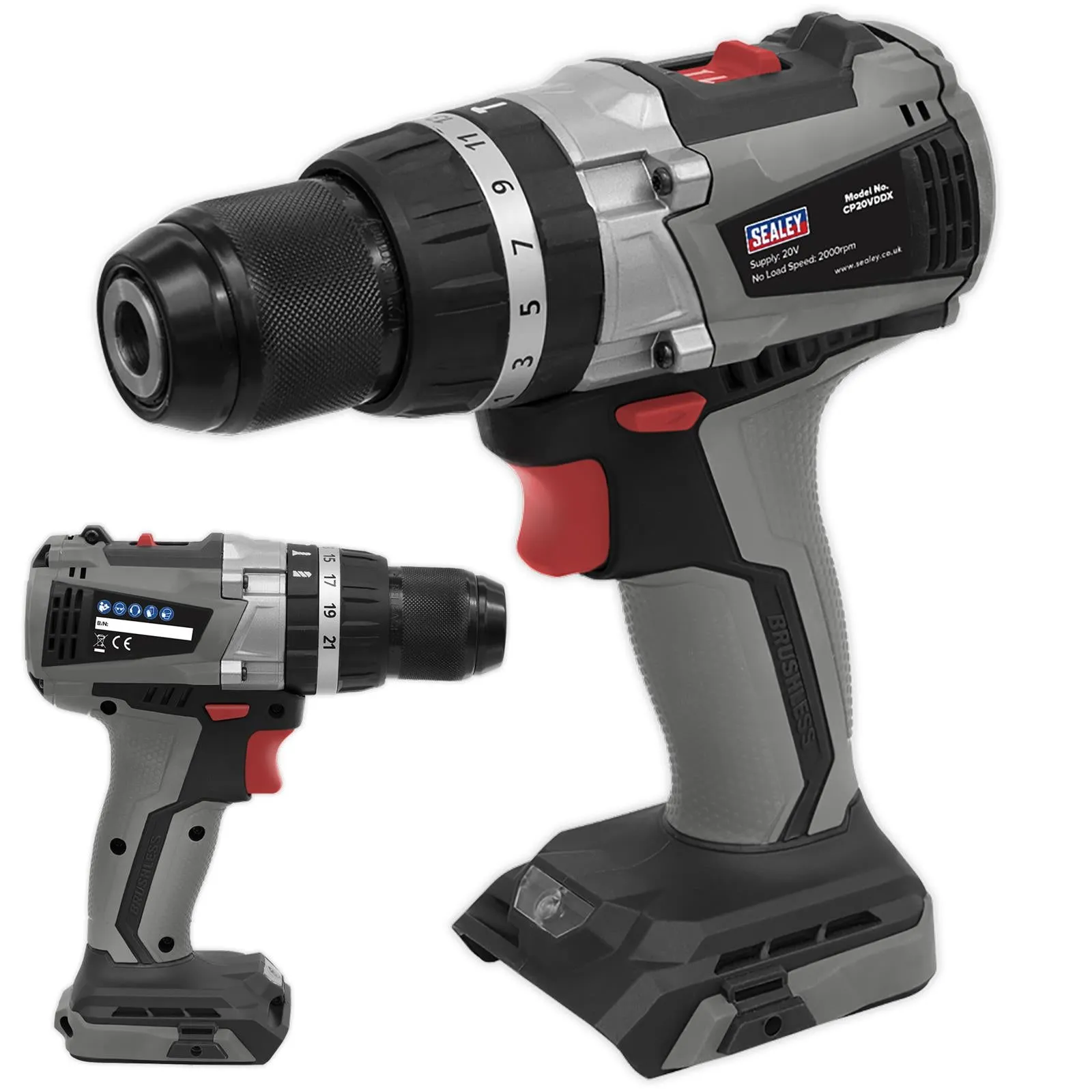 Sealey Premier Brushless Combi Drill Kit Ø13mm 20V SV20 Series - 2 Batteries