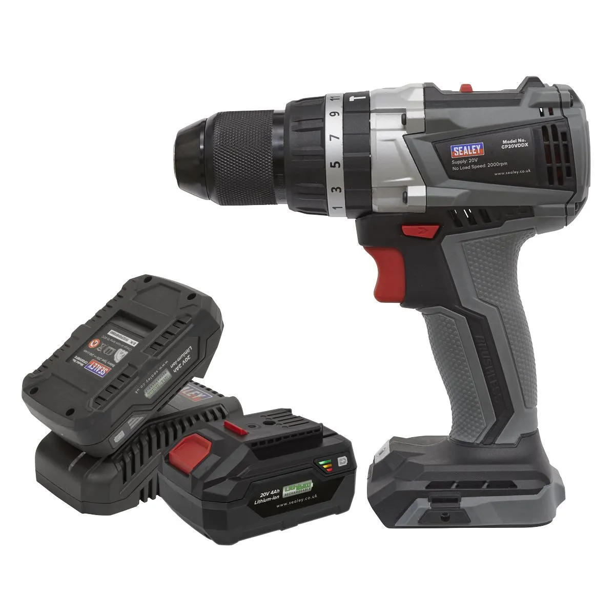 Sealey Premier Brushless Combi Drill Kit Ø13mm 20V SV20 Series - 2 Batteries