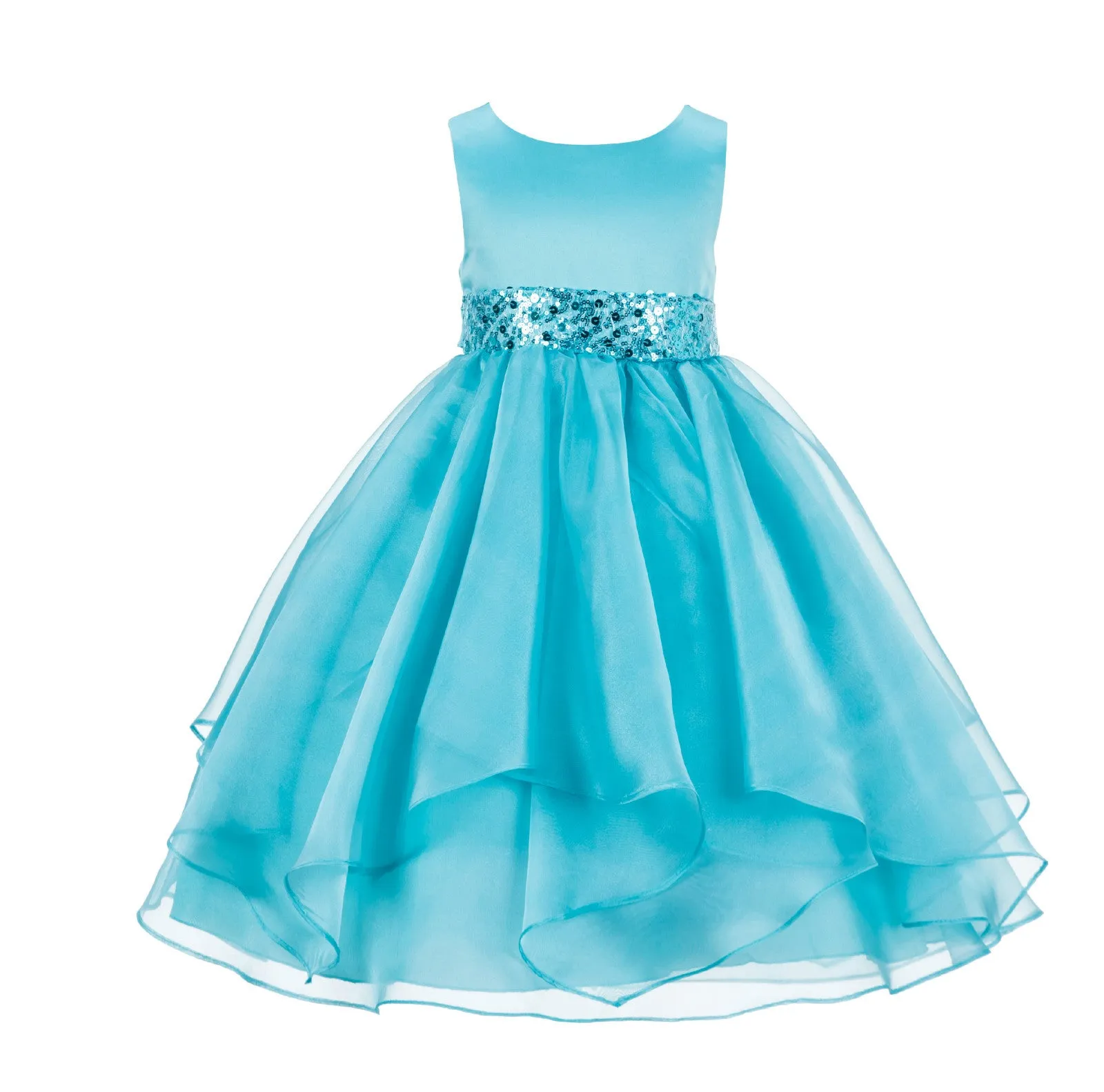 Sequin Ruffles Organza Flower Girl Dress Toddler Wedding Pageant Party Recital Special Event 012S(2)