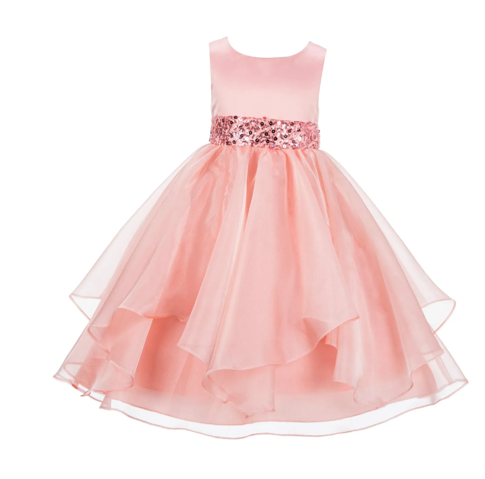 Sequin Ruffles Organza Flower Girl Dress Toddler Wedding Pageant Party Recital Special Event 012S(2)