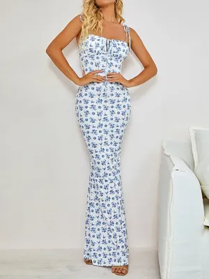 Sexy Floral Backless Bandage Maxi Chic Dress