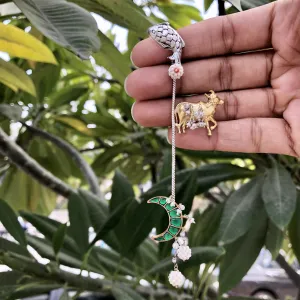 Sheetal Zaveri   I   Matsya Teardrop - Green Hancrafted Earrings, Natural pearls used.  SZ-E72b