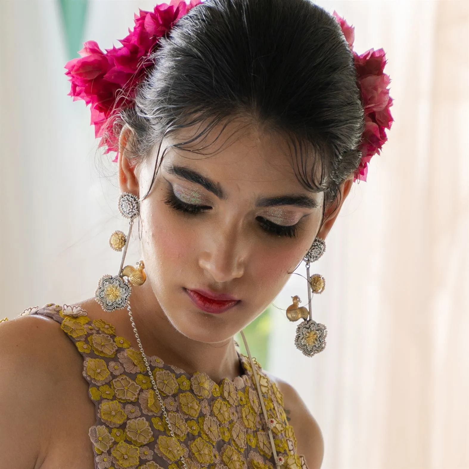 Sheetal Zaveri   I   Pakhi Earrings Hancrafted Earrings, Natural pearls used.  SZ-E66