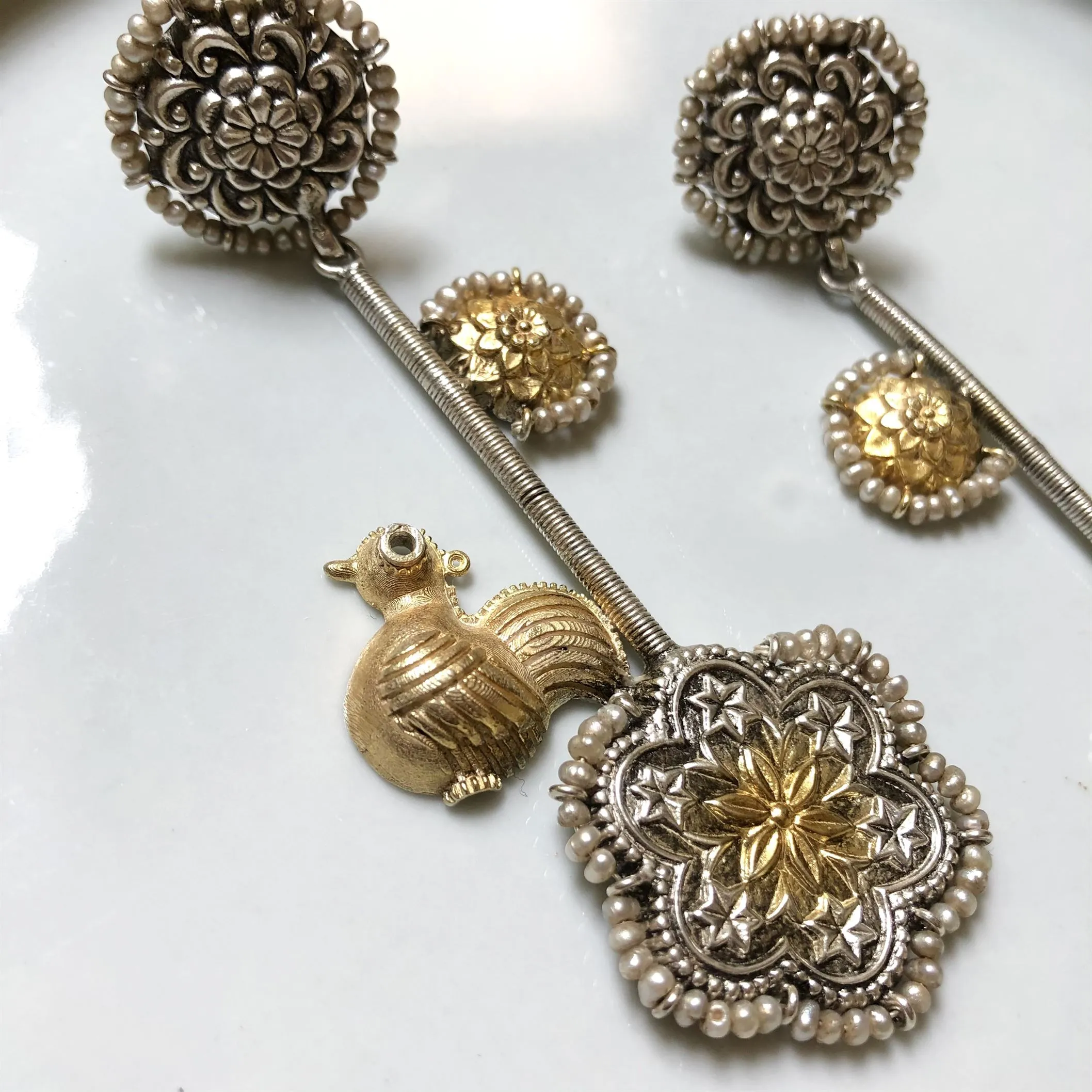 Sheetal Zaveri   I   Pakhi Earrings Hancrafted Earrings, Natural pearls used.  SZ-E66