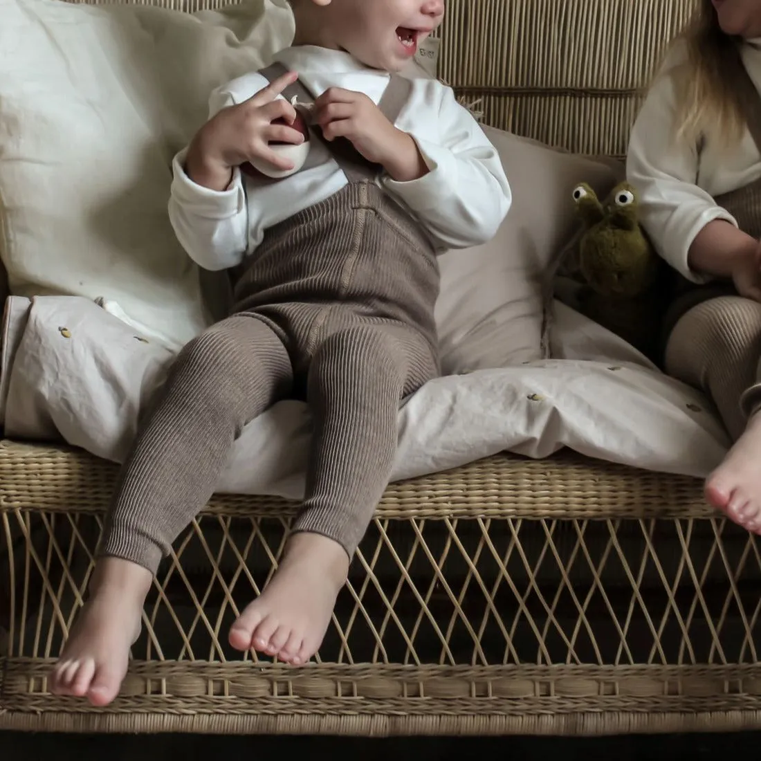 Silly Silas Footless Unisex Rib Tights with Braces (Cacoa)