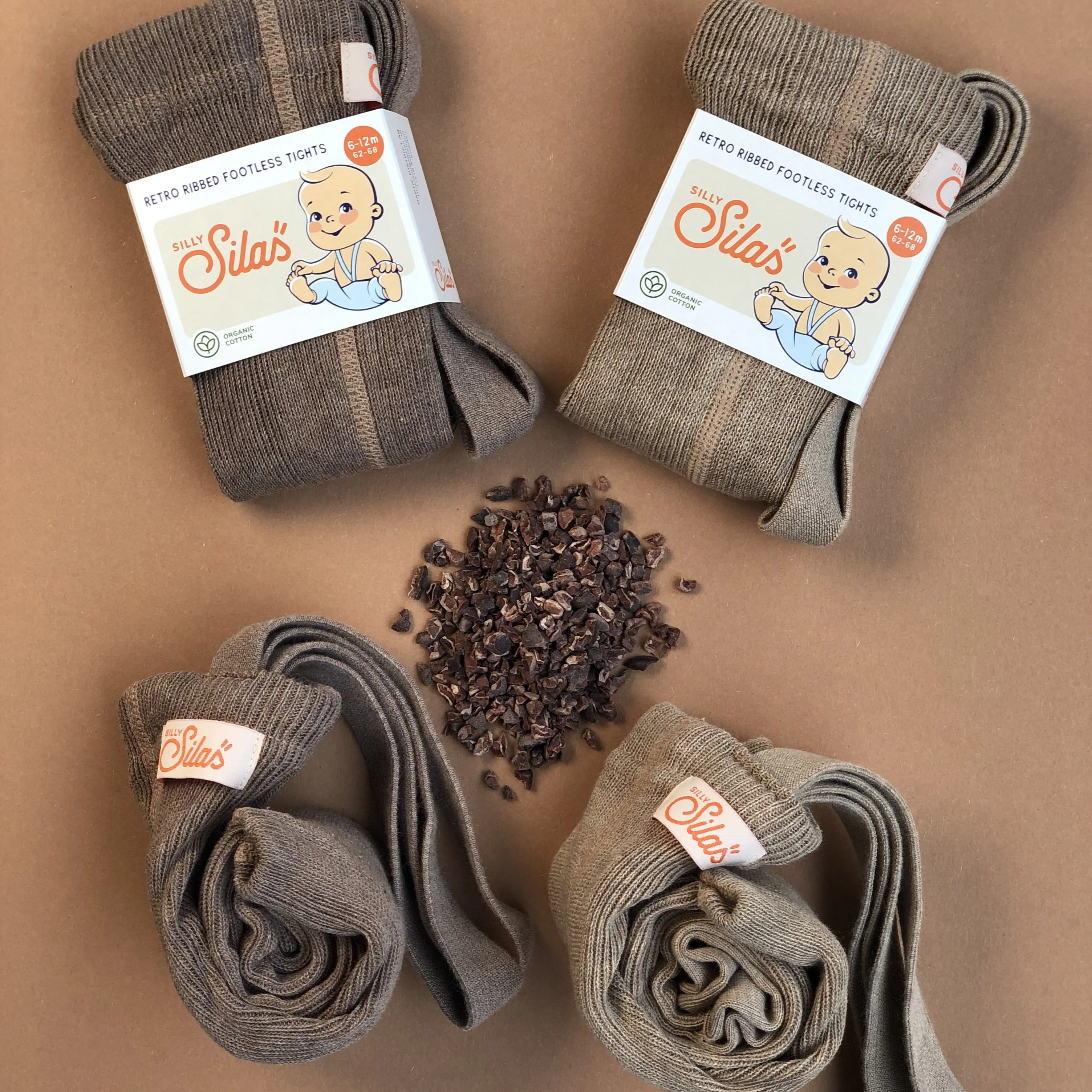 Silly Silas Footless Unisex Rib Tights with Braces (Cacoa)
