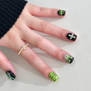 Square Sweet Cool Black & Green Flame
