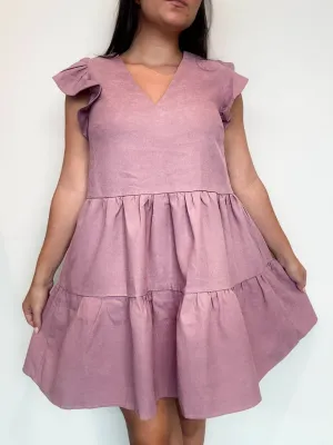 Sunday Brunch Suede Flutter Dress