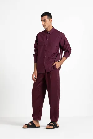 THREE   -   Patch Pocket Shirt Wine