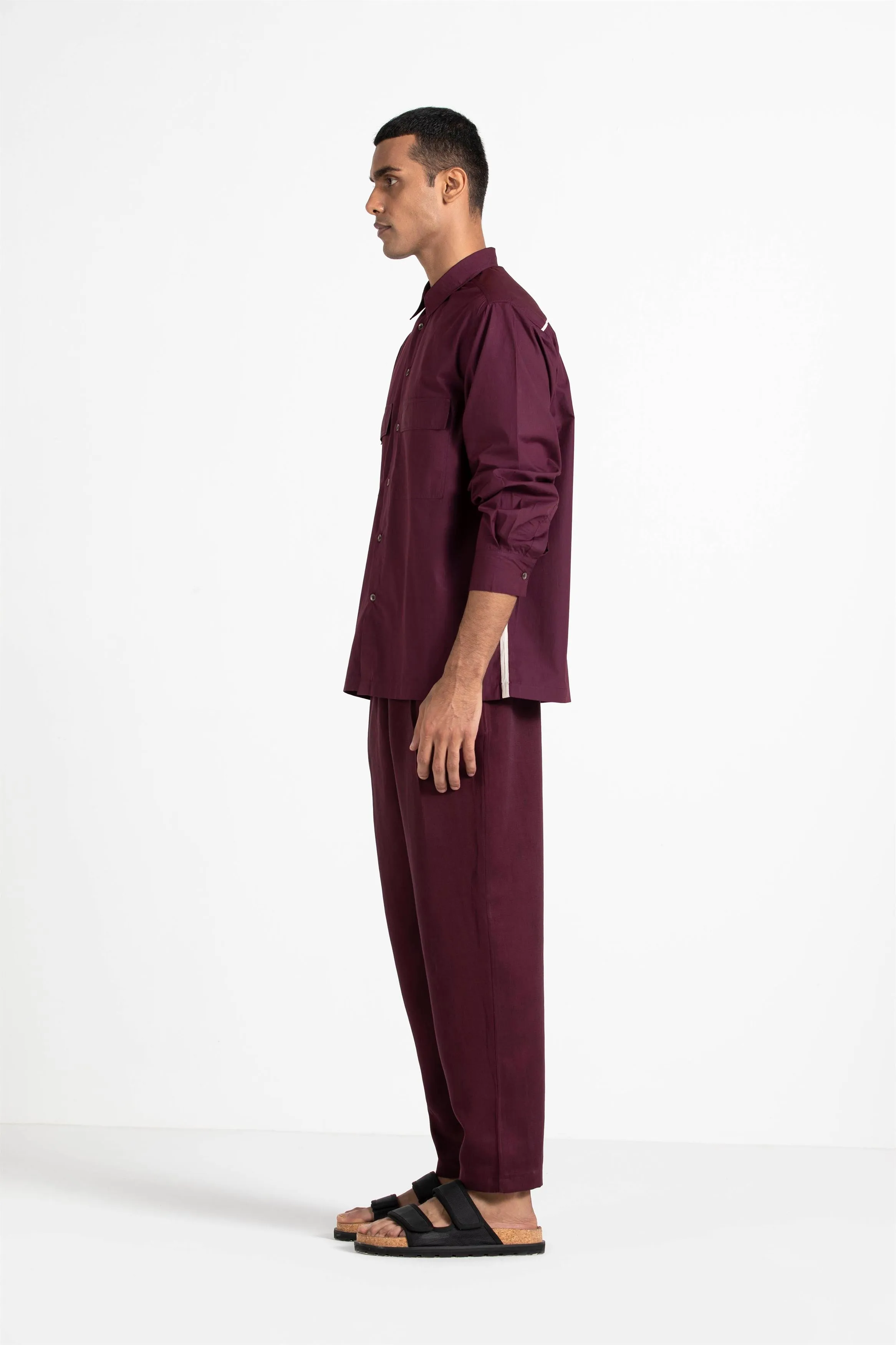 THREE   -   Patch Pocket Shirt Wine
