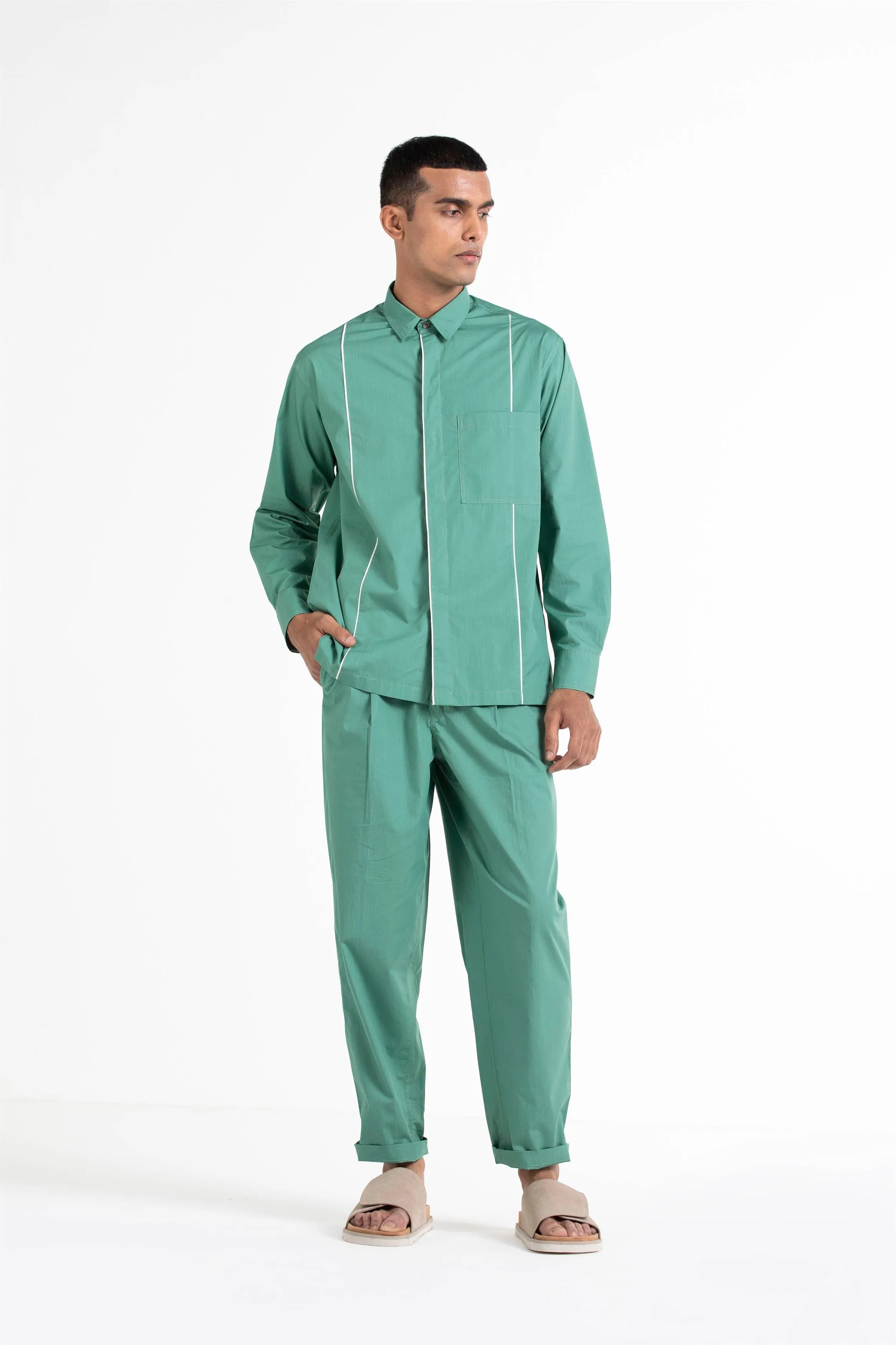 THREE   -   Piping Detail Shirt Co Ord