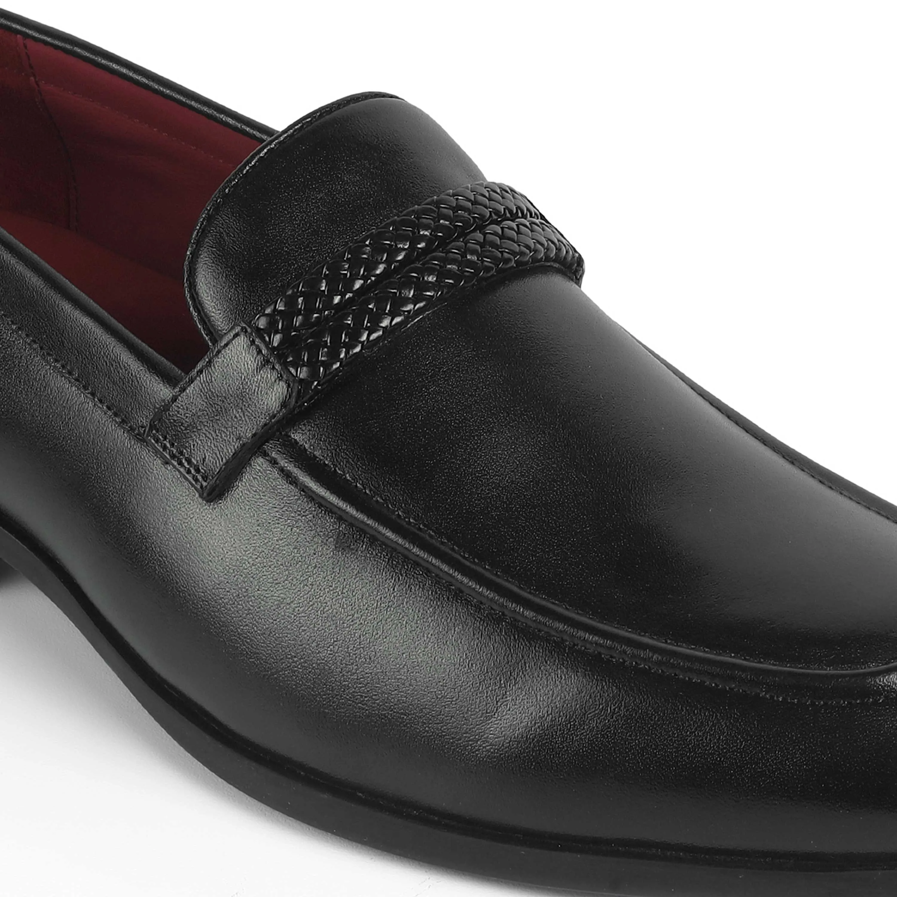 Tresmode Sely Black Men's Leather Loafers