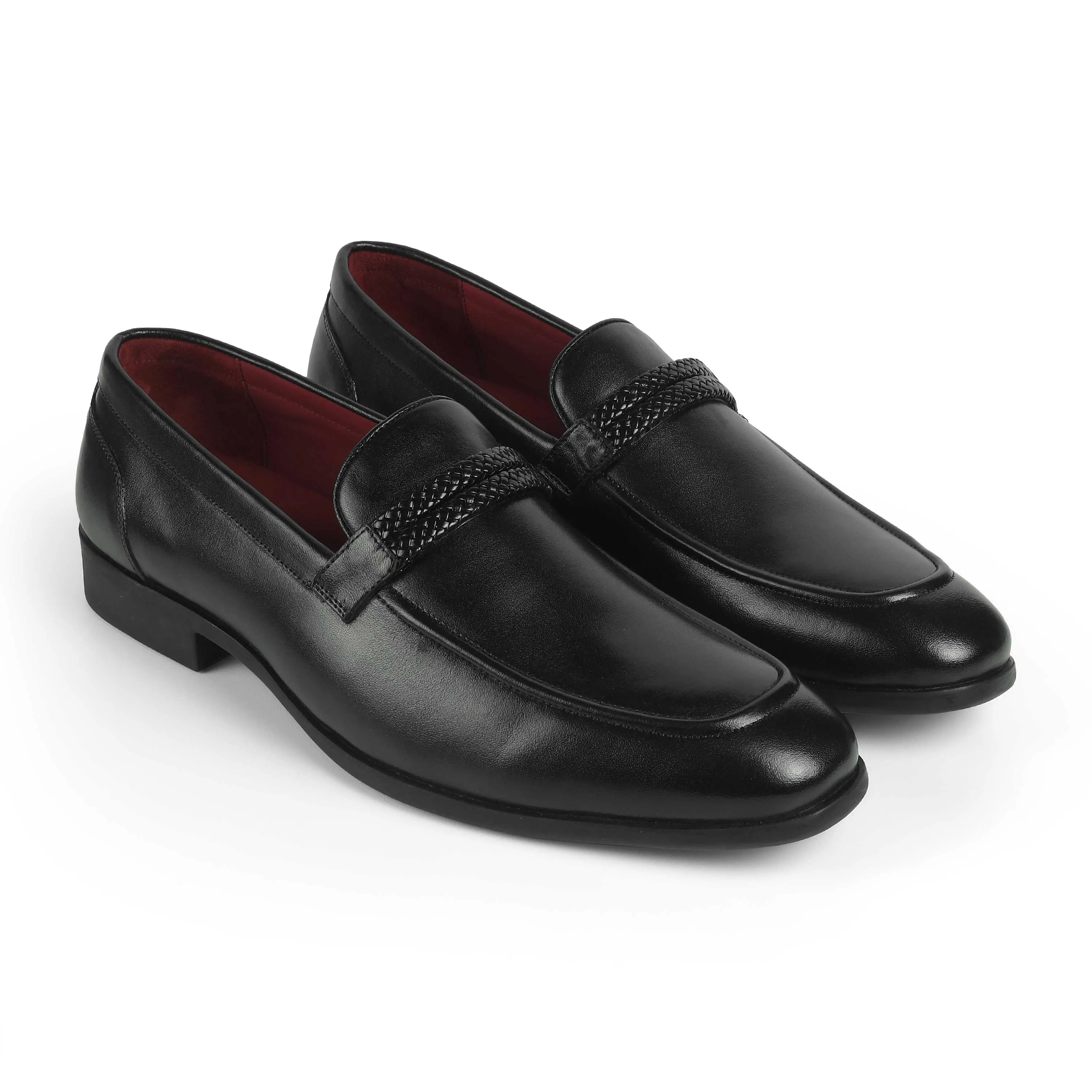 Tresmode Sely Black Men's Leather Loafers
