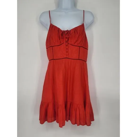 Urban Outfitters Red Cut-Out Corset Mini Dress Women's Size Medium