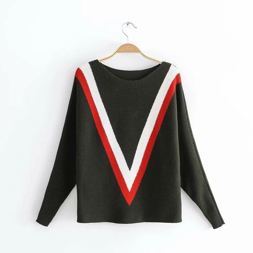 V Striped Sweater