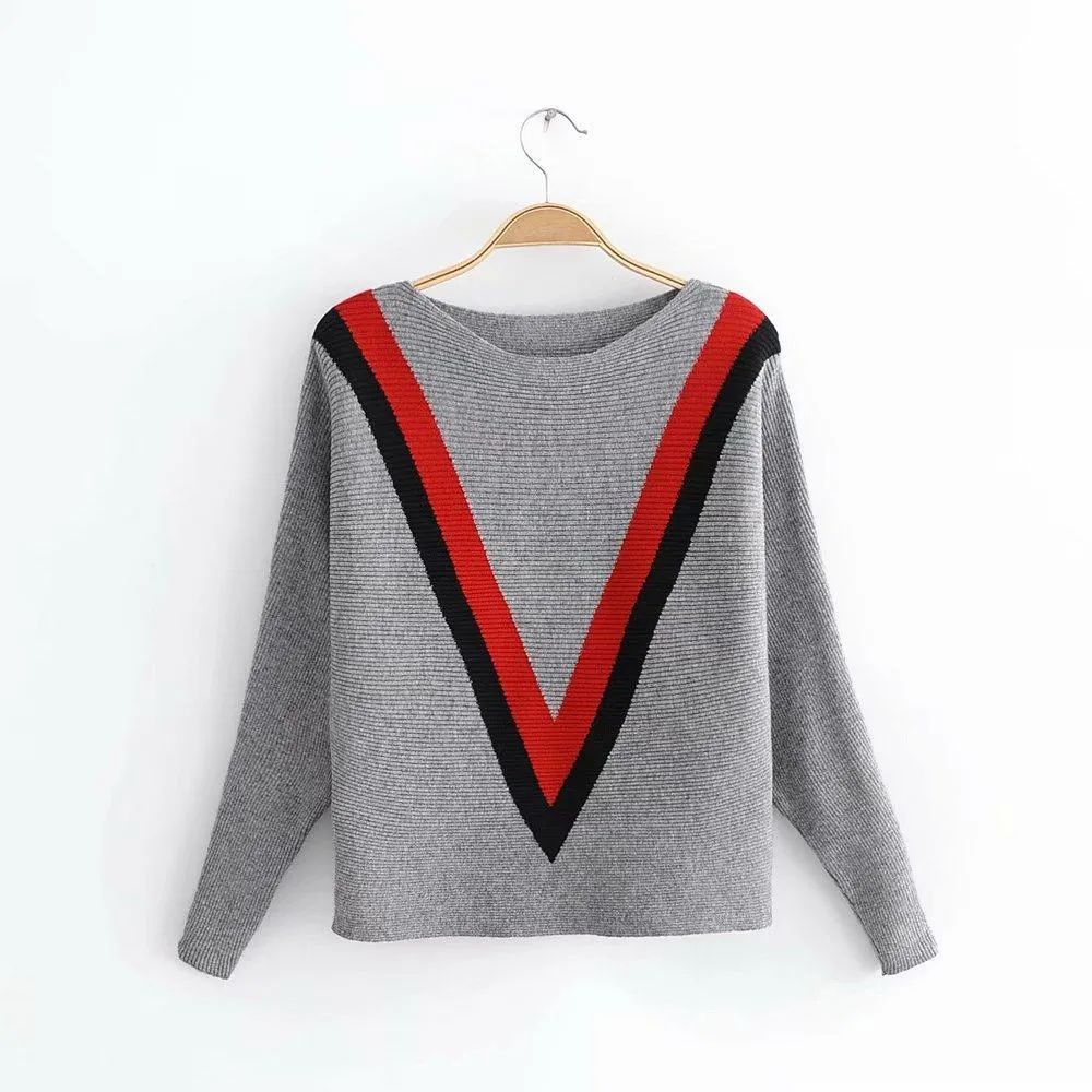 V Striped Sweater