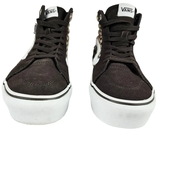 VANS WOMENS FILMORE HIGH TOP PLATFORM SNEAKER - PLAID MIX BROWN/WHITE