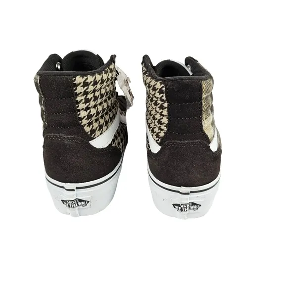 VANS WOMENS FILMORE HIGH TOP PLATFORM SNEAKER - PLAID MIX BROWN/WHITE