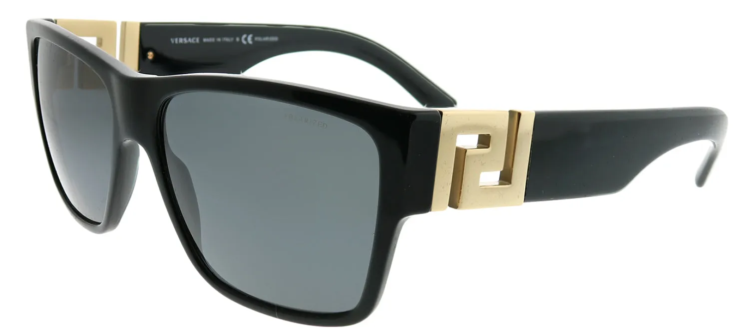 Versace VE 4296 GB1/81 Square Plastic Black Sunglasses with Grey Polarized Lens