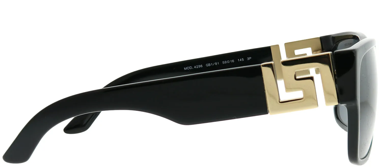 Versace VE 4296 GB1/81 Square Plastic Black Sunglasses with Grey Polarized Lens