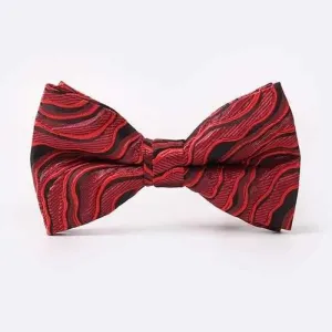Wave Stripe Jacquard Double-Deck Bow Tie - Red