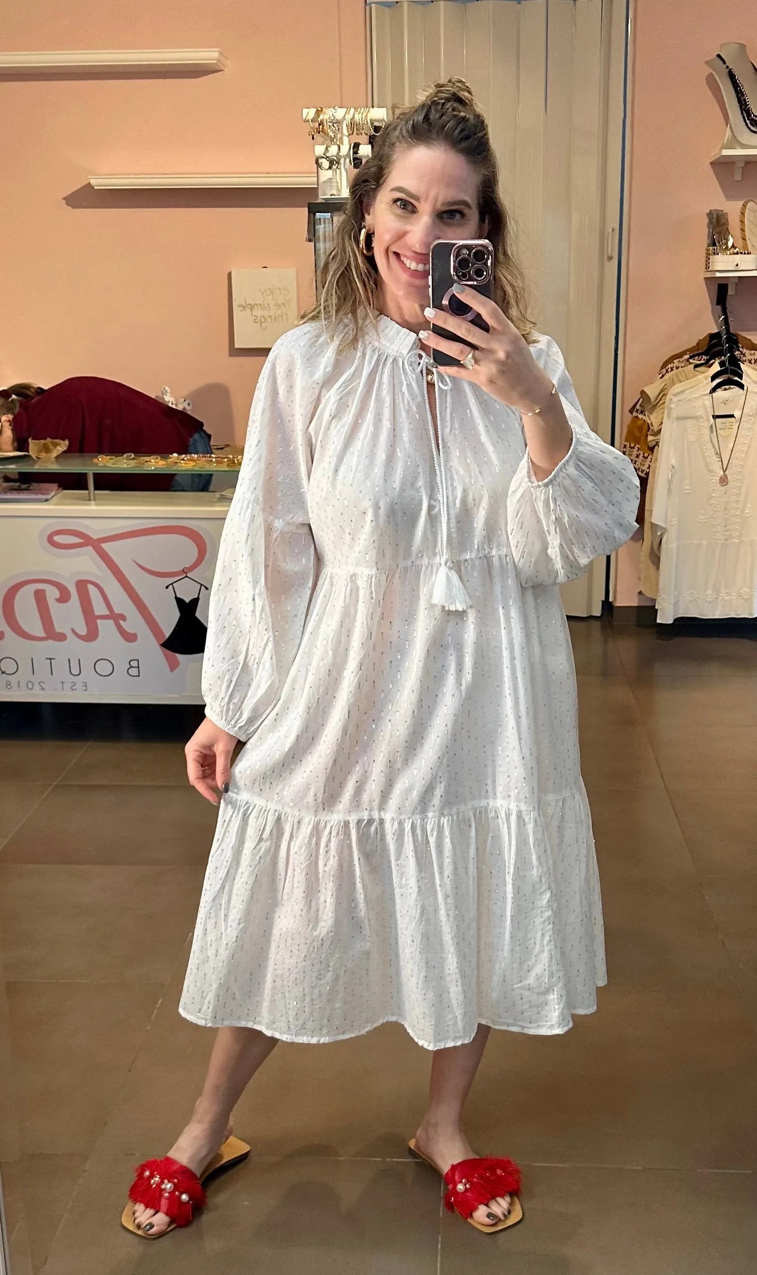 White Elegant Midi Dress