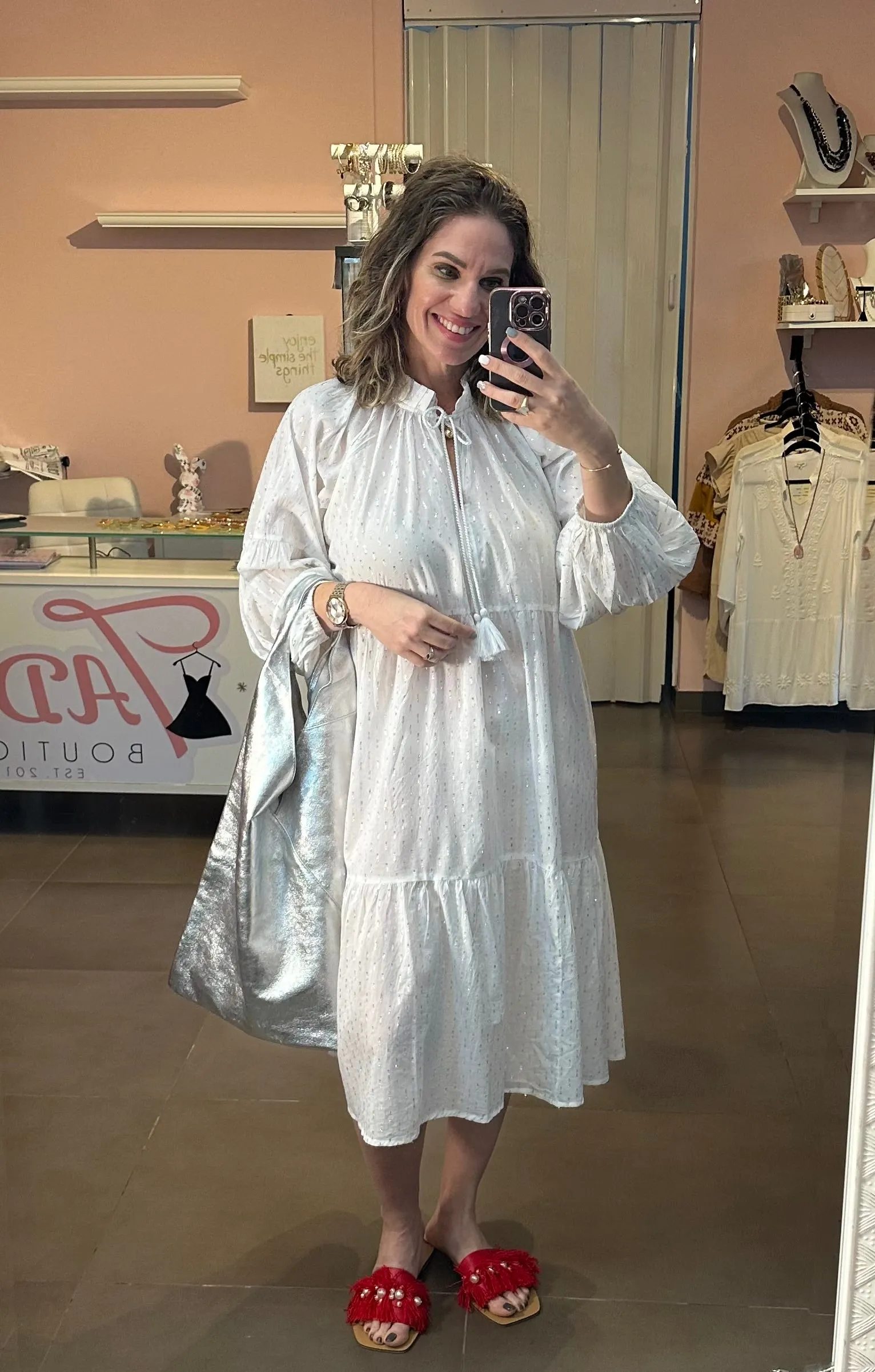 White Elegant Midi Dress
