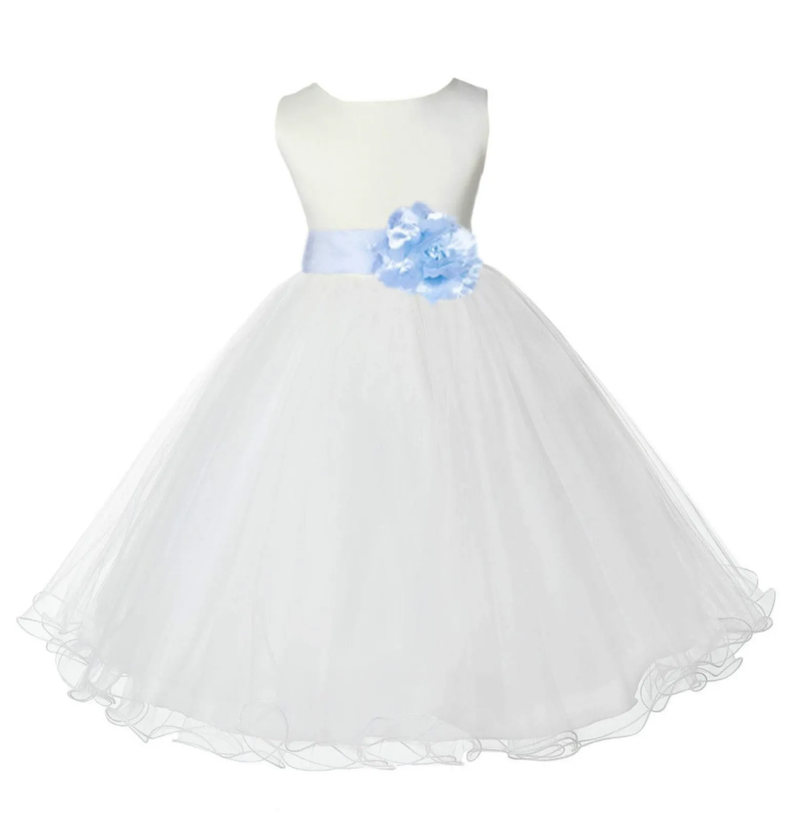 White Formal Wedding Pageant Special Occasions Rattail Edge Tulle Flower Girl Dress 829S(5)