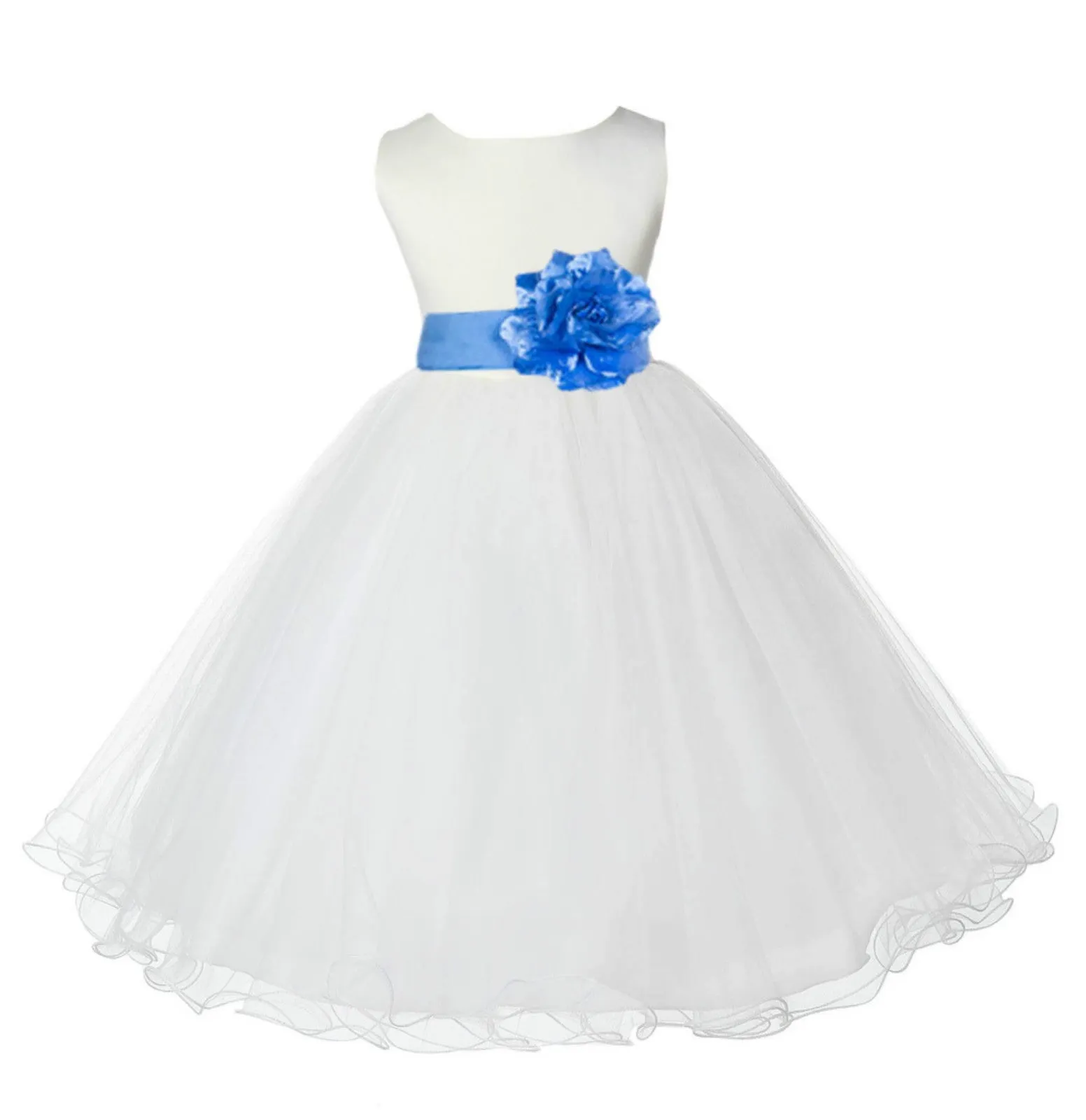 White Formal Wedding Pageant Special Occasions Rattail Edge Tulle Flower Girl Dress 829S(5)