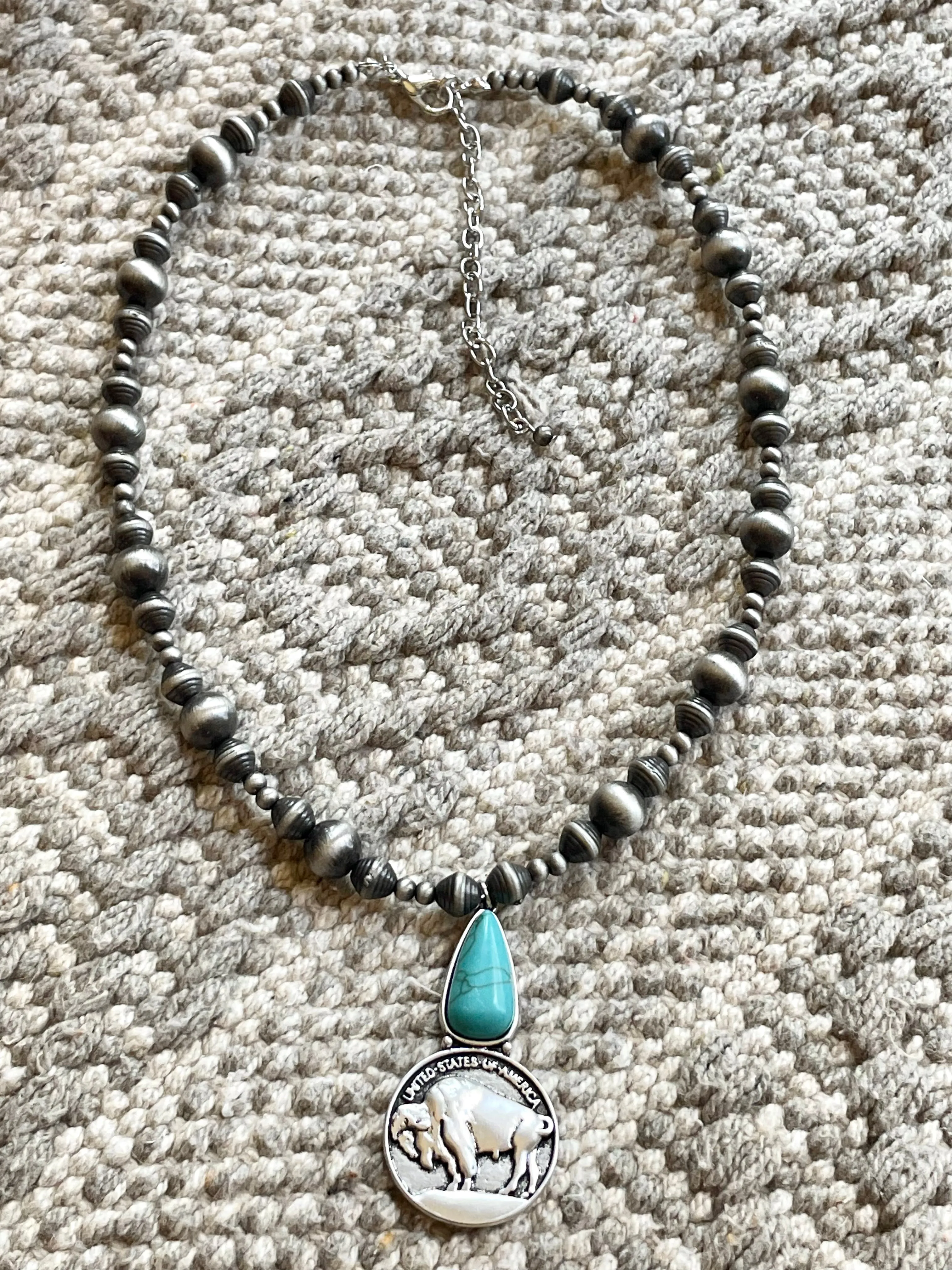 Whitman Fashion Navajo Necklace With Teardrop Coin Pendant - 20"