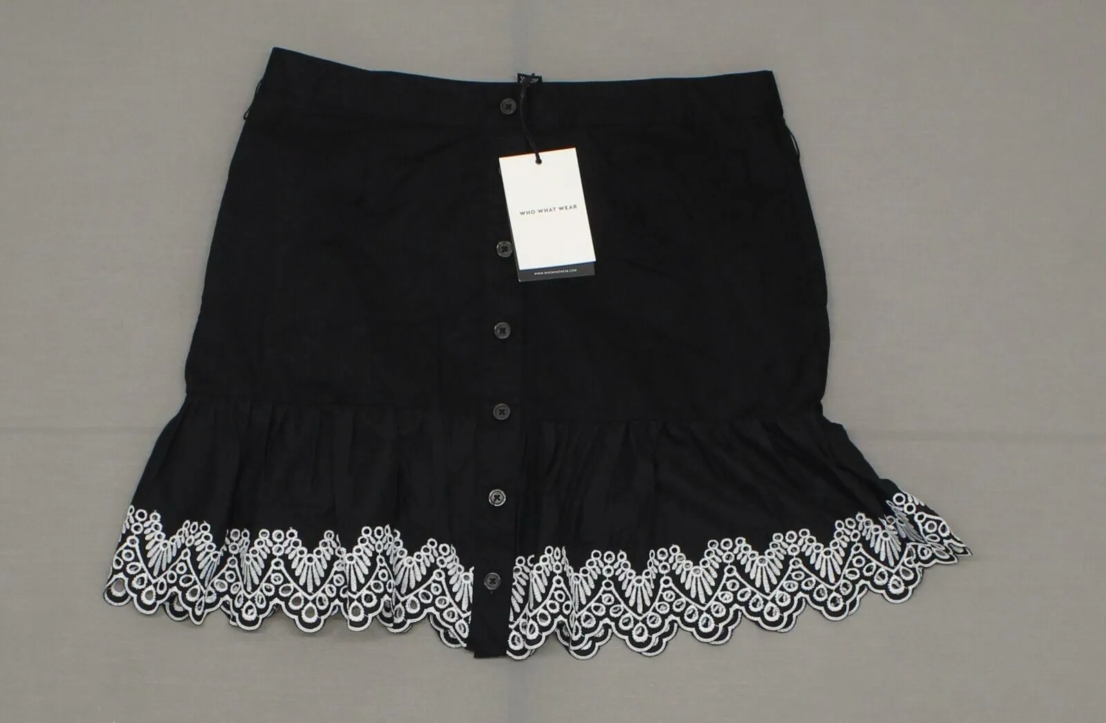 Who What Wear Women's Eyelet Trim Mini Skirt Black 12