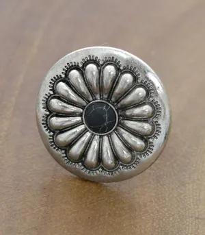 Willa Concho Stretch Fashion Ring With Stone Accent - Black