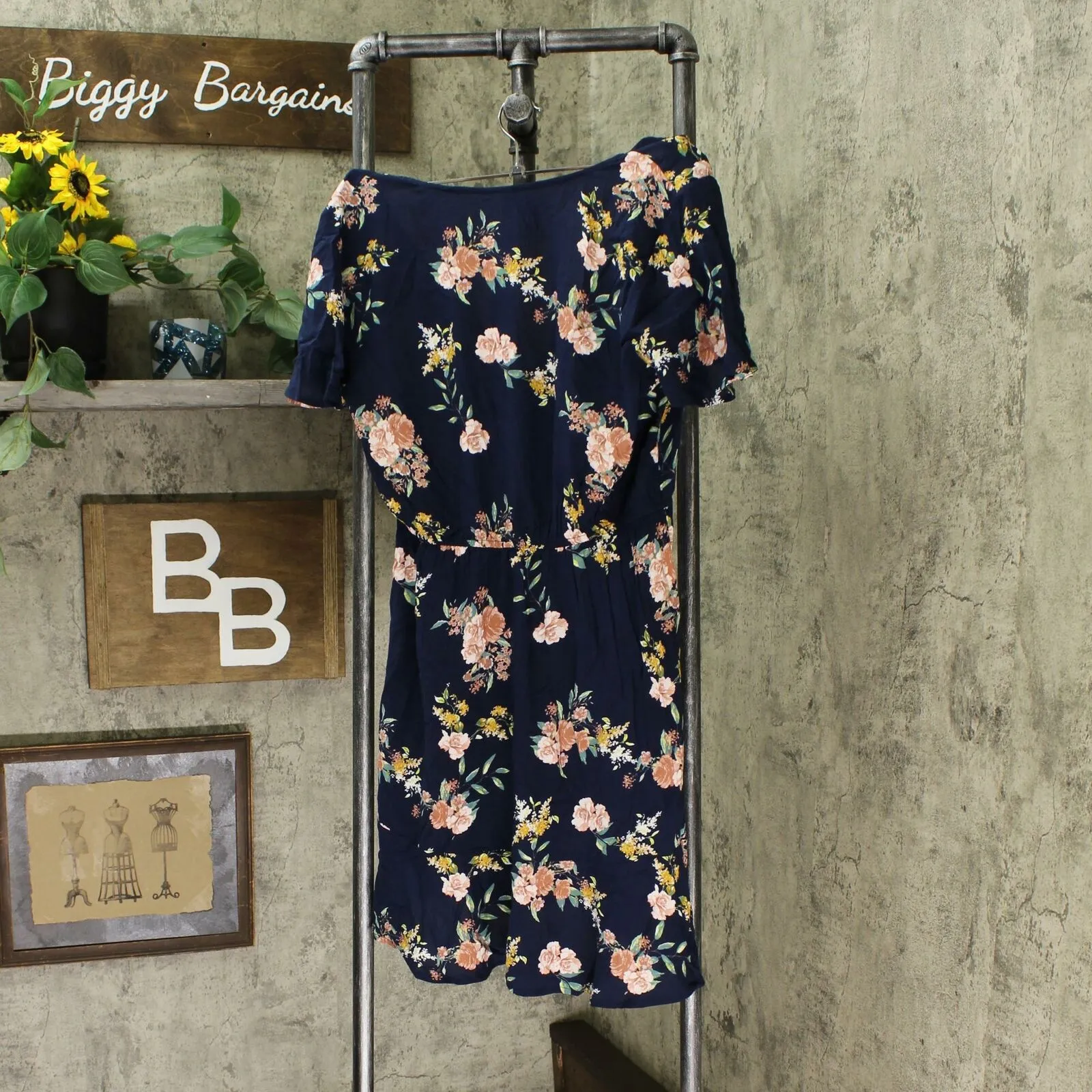 Xhilaration Women's Floral Short Sleeve Cinched Bottom Wrap Mini Dress