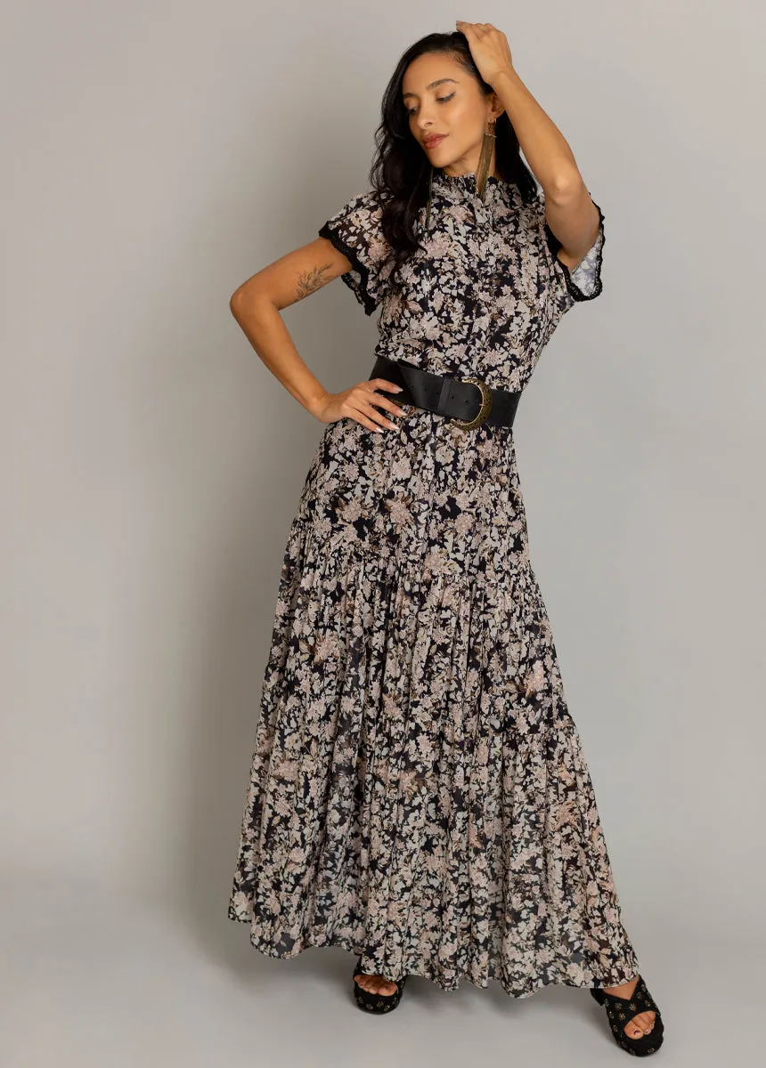 Yani Dress in Black Garden Floral