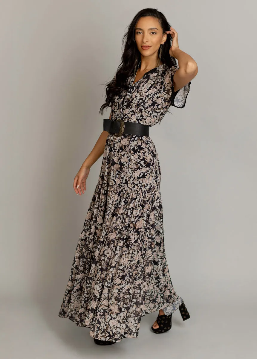 Yani Dress in Black Garden Floral