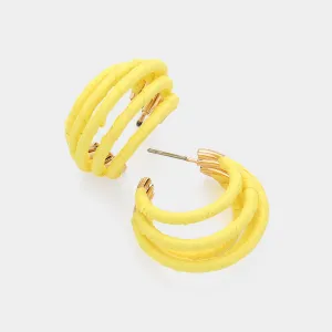 Young Girls Yellow Raffia Wrapped Split Hoop Fun Fashion Pageant Earrings | Outfit of Choice |  620834
