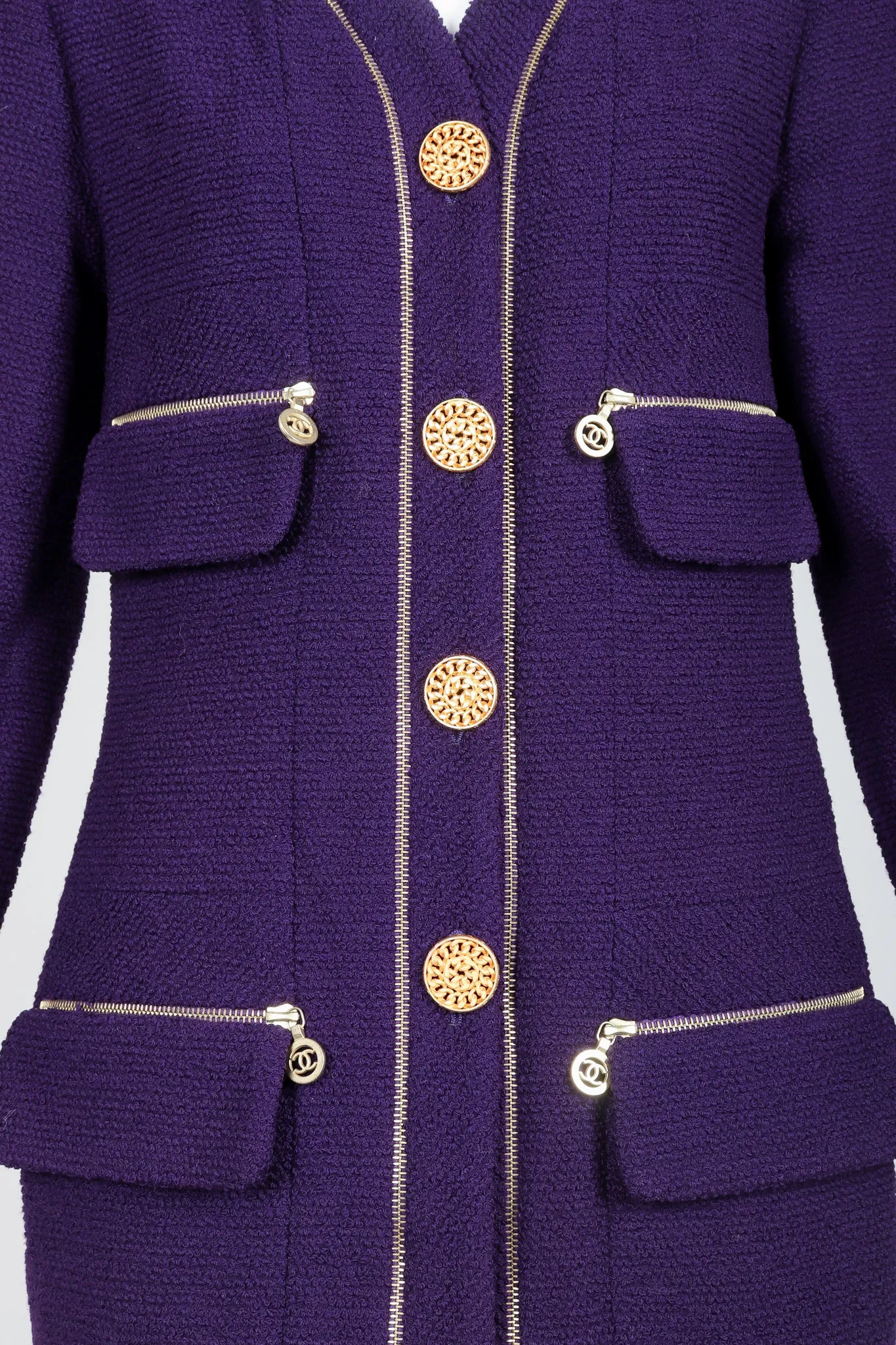 Zipper Bouclé Jacket & Skirt Set