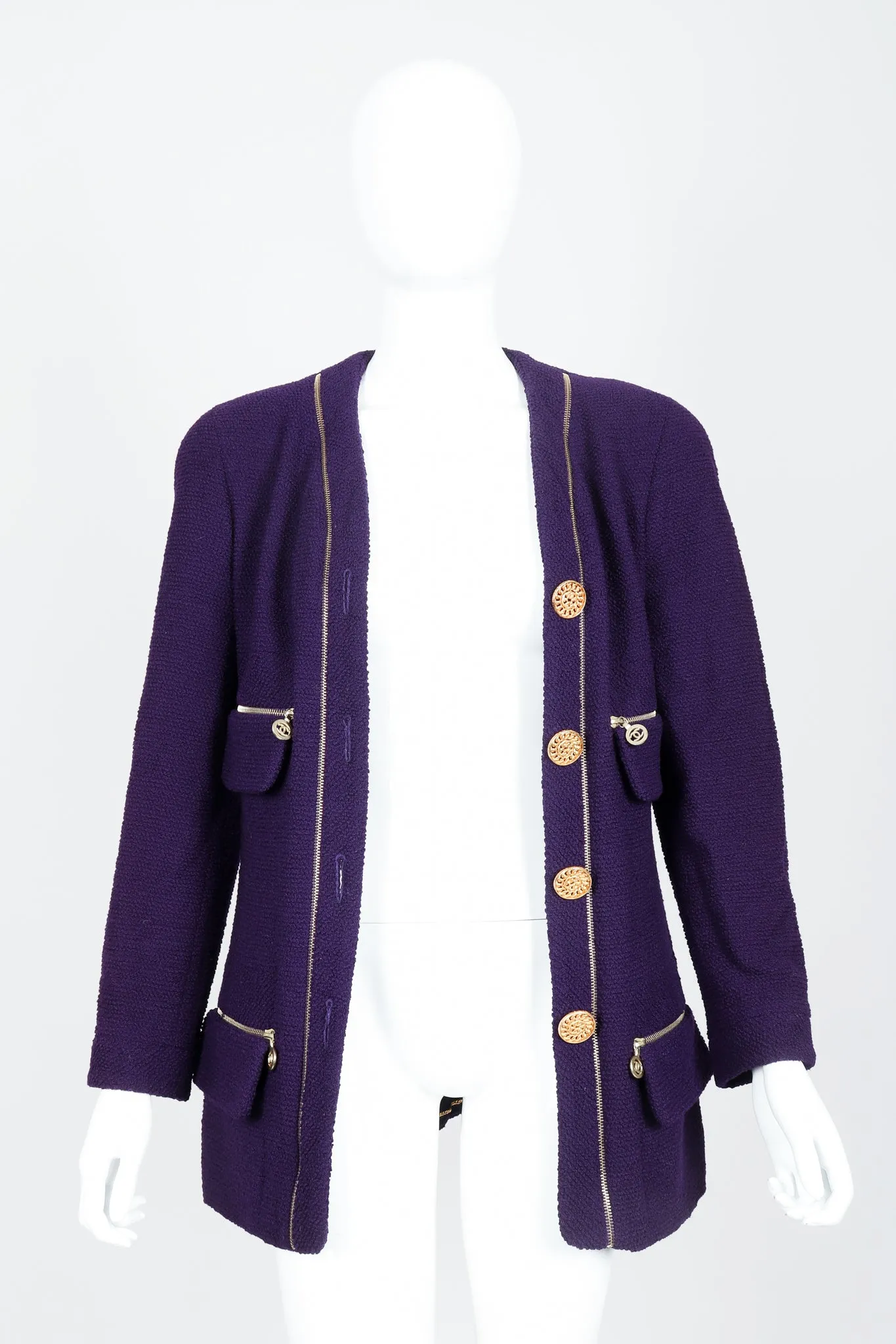Zipper Bouclé Jacket & Skirt Set